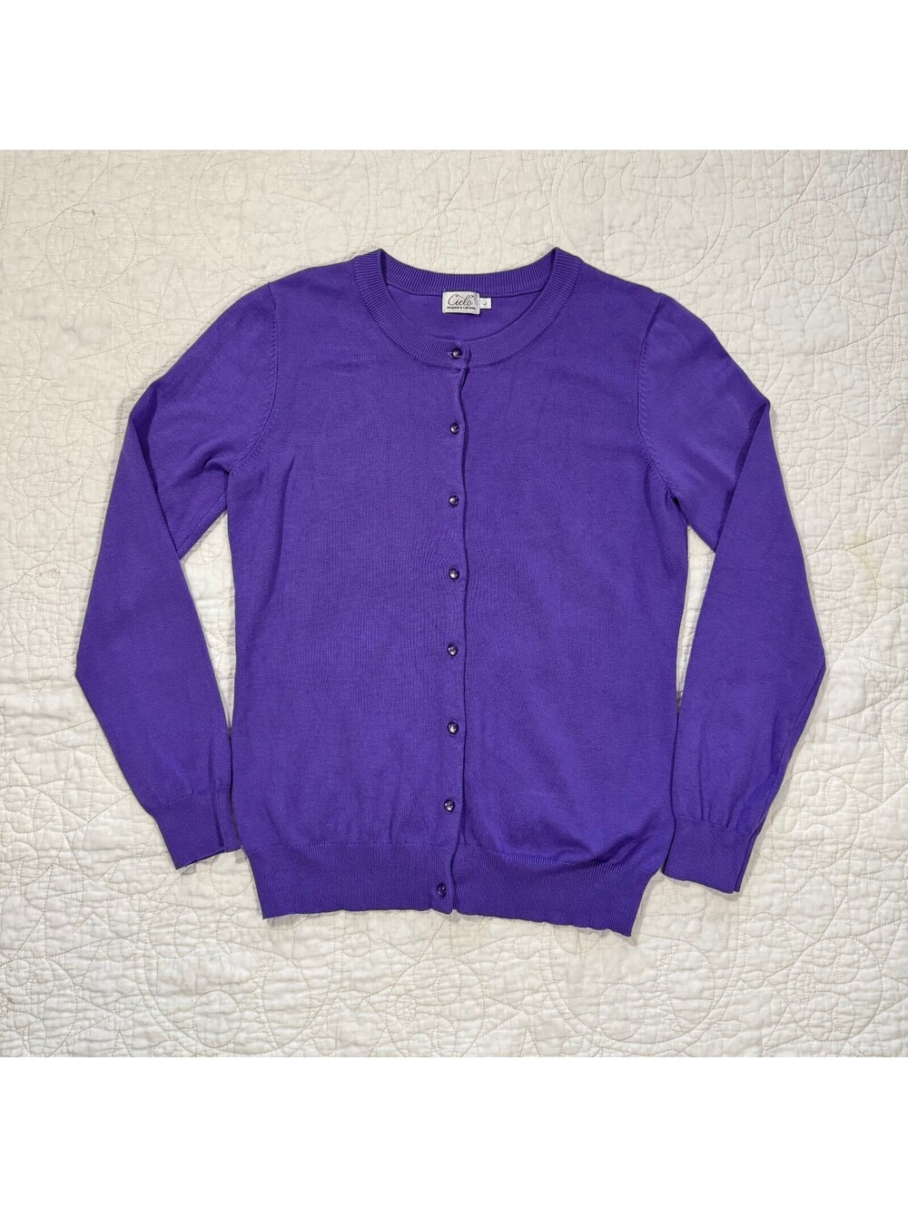 Cielo Purple Button Up Cardigan Size Large